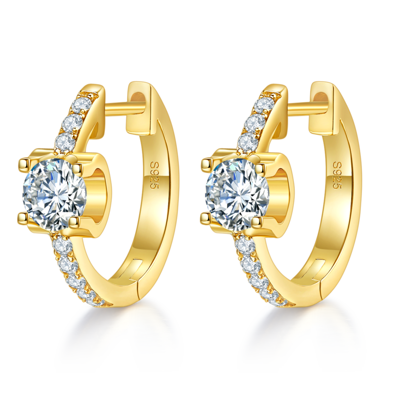 单排对半牛头款耳环S925银Moissanite厘石D级1.24ct
